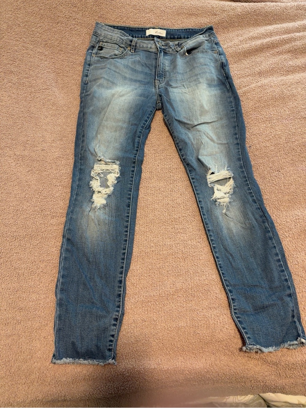Kancan Jeans Women’s 13/30 Distressed Skinny Jeans Raw Hem Stretch